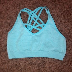 Light blue redbox sports bra